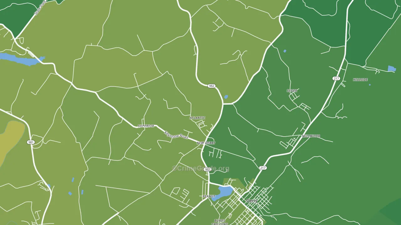 New Derry, PA Map of Vehicle Theft Rates