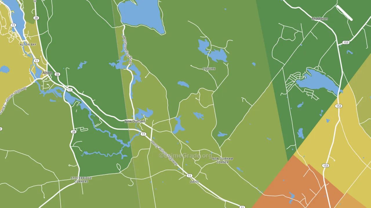 New Durham, NH Map of Vehicle Theft Rates