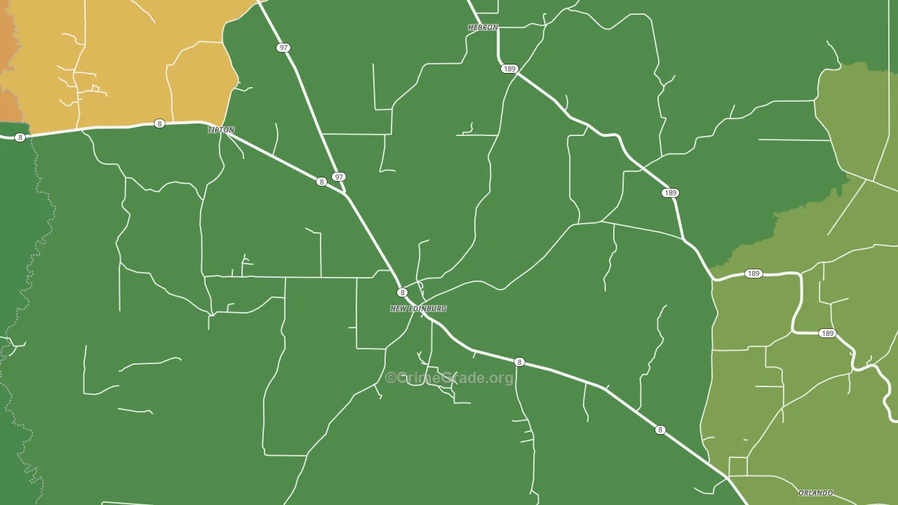 New Edinburg, AR Map of Vehicle Theft Rates