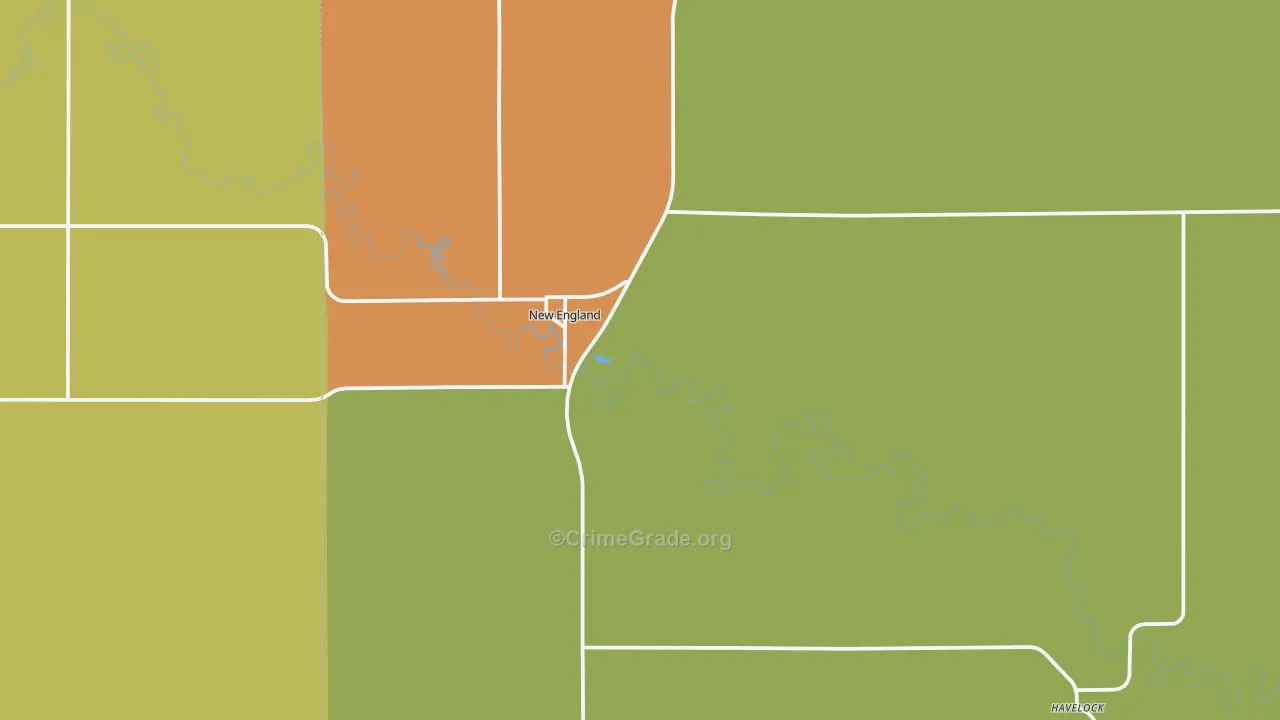 New England, ND Map of Vehicle Theft Rates