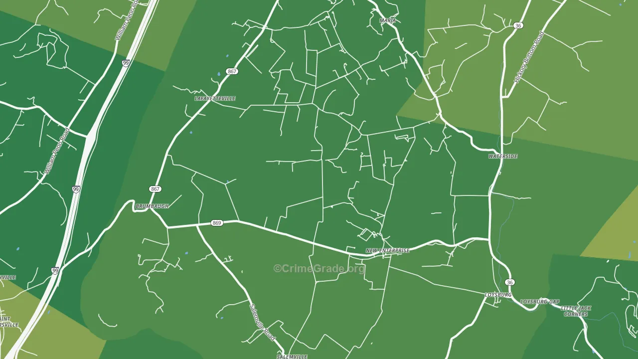 New Enterprise, PA Map of Vehicle Theft Rates