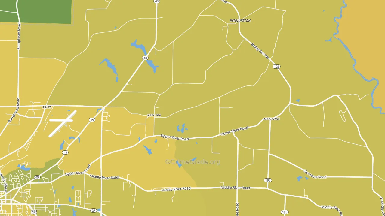 New Era, GA Map of Vehicle Theft Rates