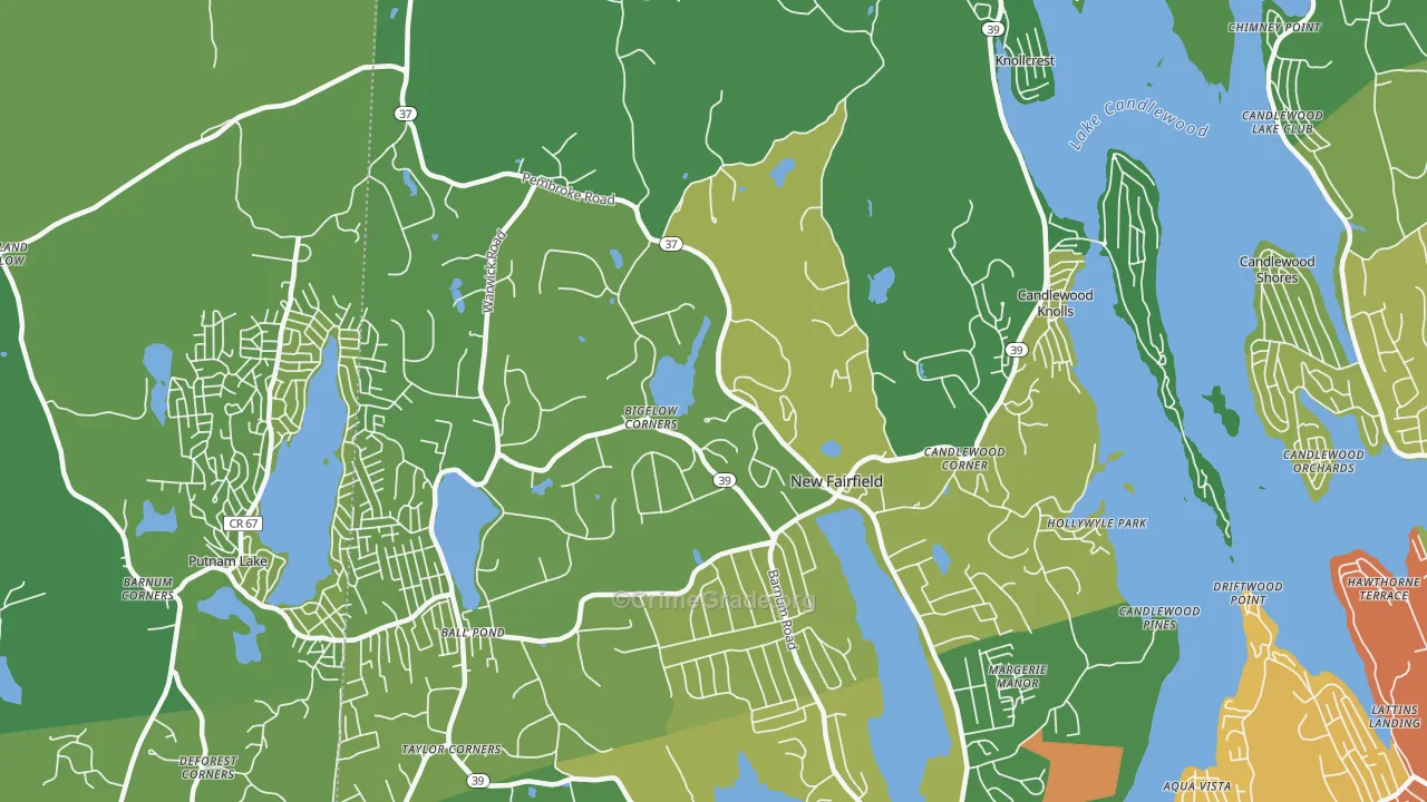 New Fairfield, CT Map of Vehicle Theft Rates
