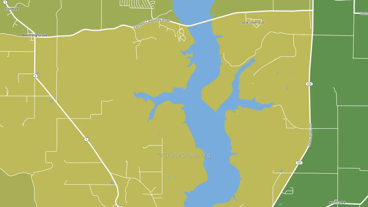 New Fairfield, IN Map of Vehicle Theft Rates