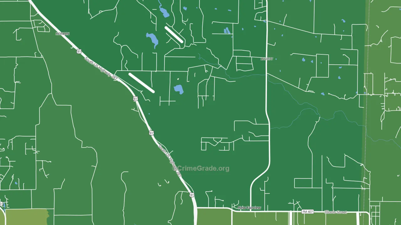 New Fairview, TX Map of Vehicle Theft Rates