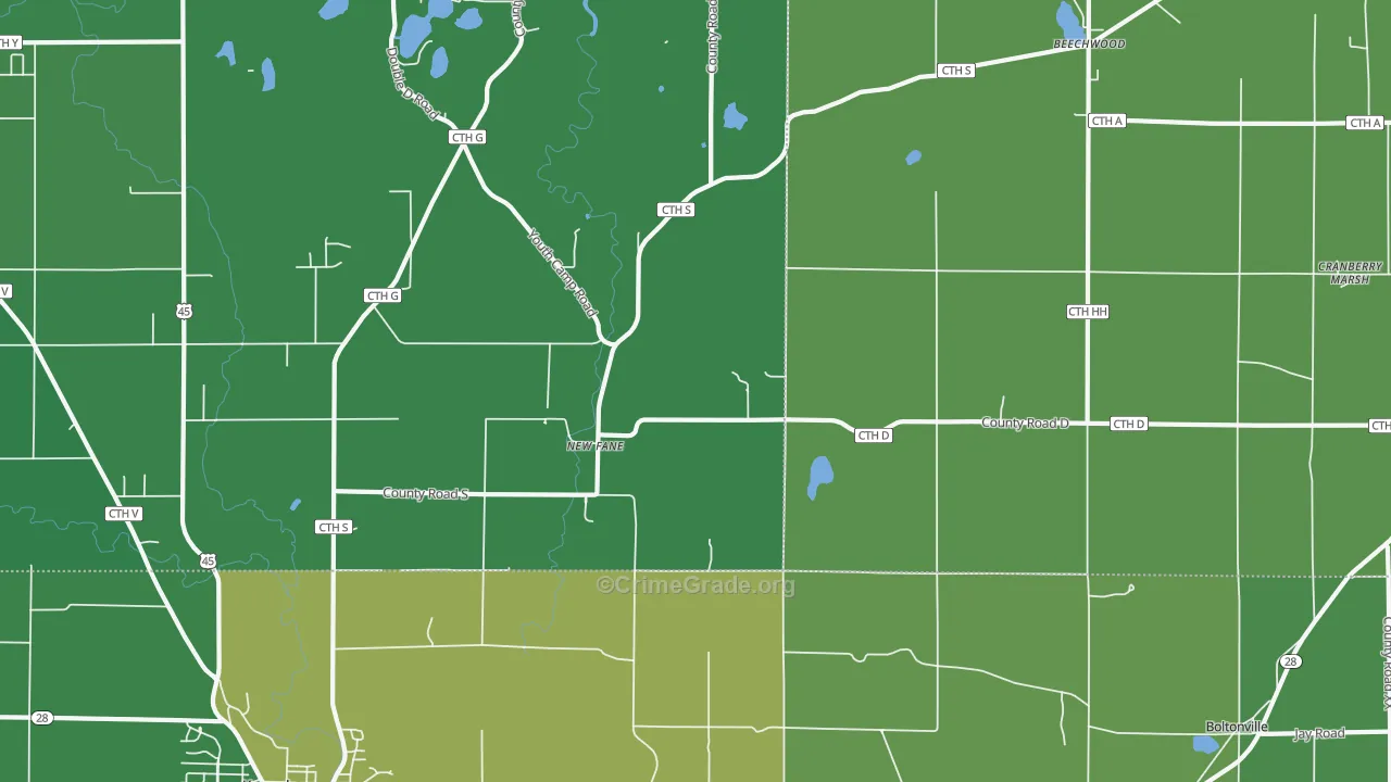 New Fane, WI Map of Vehicle Theft Rates