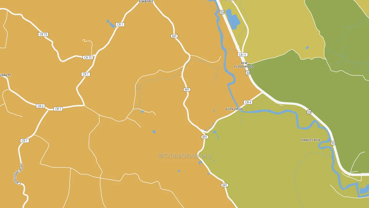 New Floodwood, OH Map of Vehicle Theft Rates