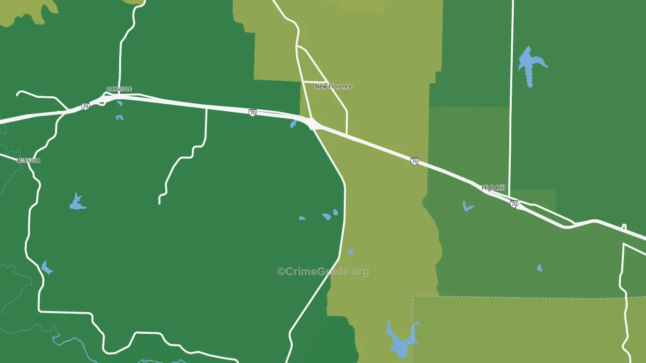 New Florence, MO Map of Vehicle Theft Rates
