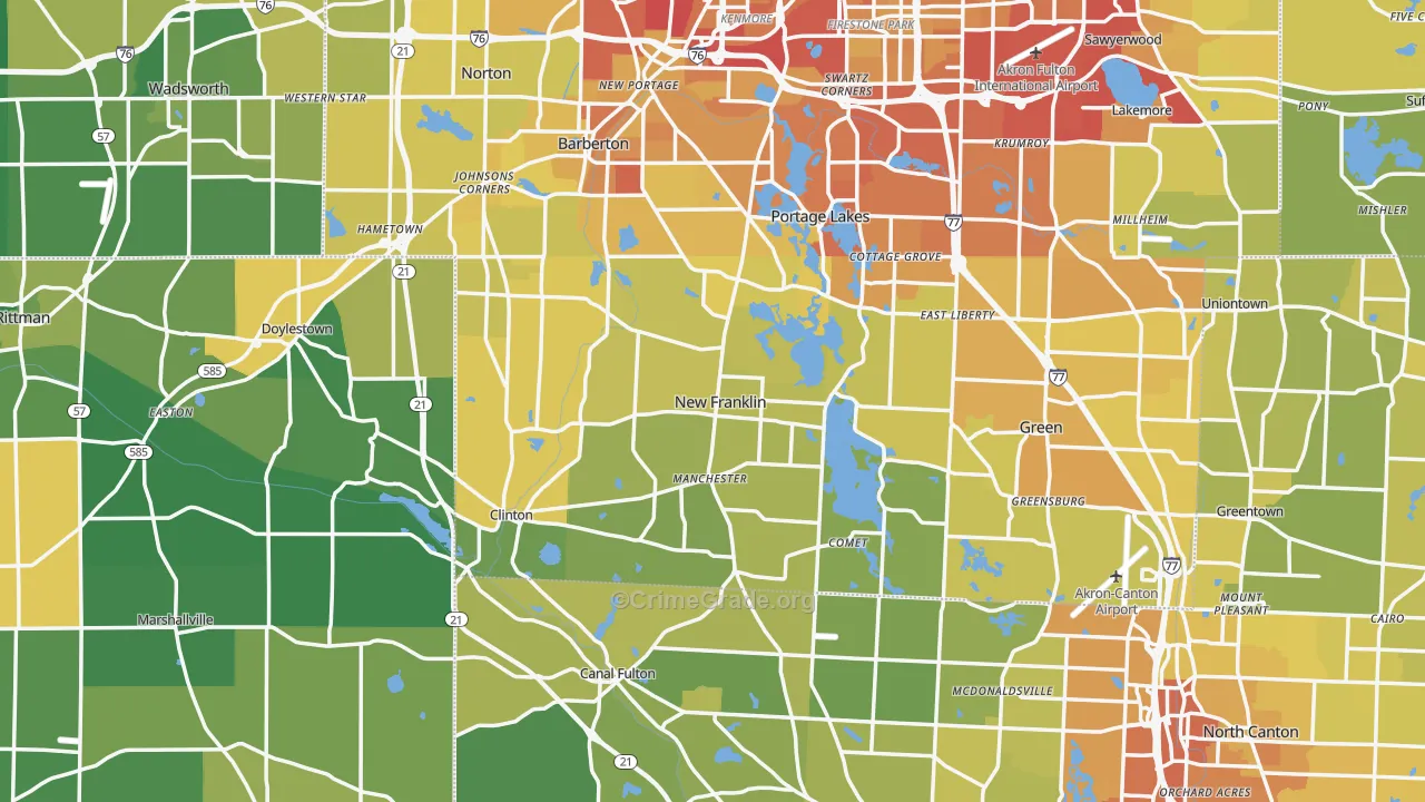 New Franklin, OH Map of Vehicle Theft Rates