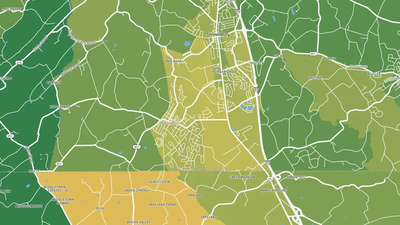 New Freedom, PA Map of Vehicle Theft Rates
