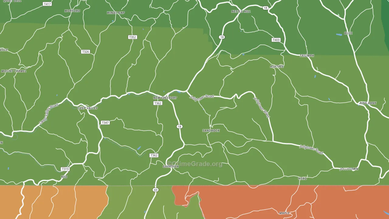 New Freeport, PA Map of Vehicle Theft Rates