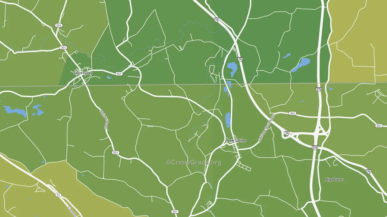 New Galilee, PA Map of Vehicle Theft Rates