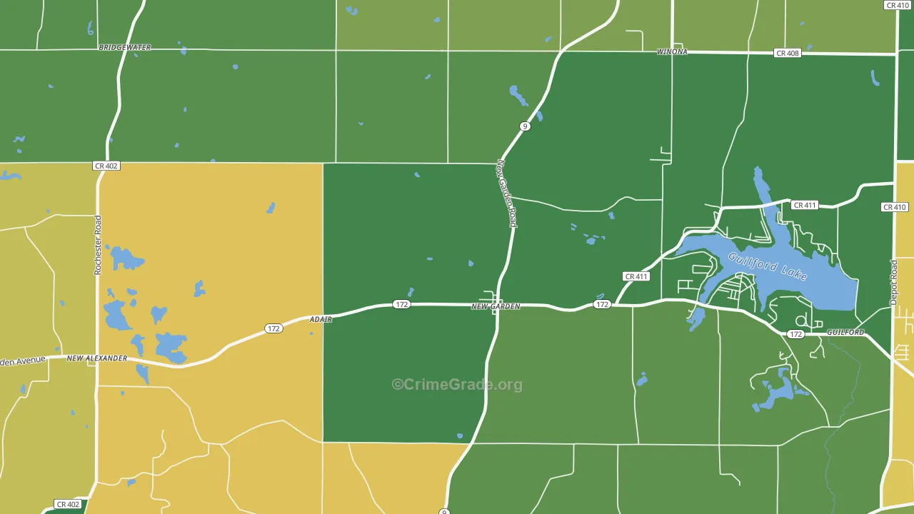 New Garden, OH Map of Vehicle Theft Rates
