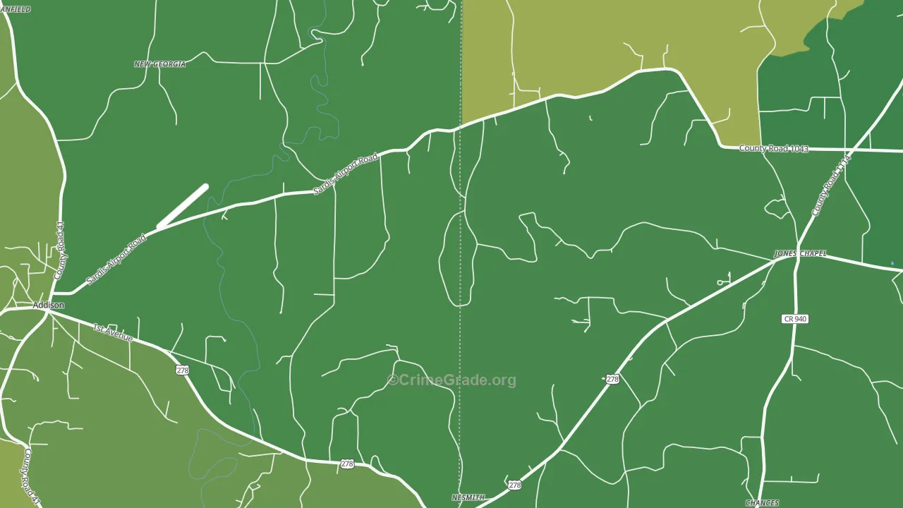 New Georgia, AL Map of Vehicle Theft Rates