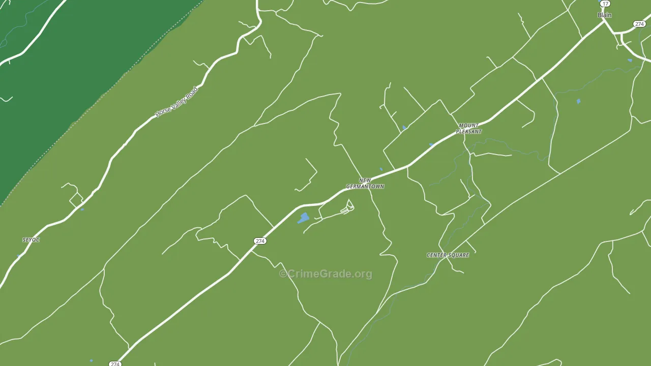New Germantown, PA Map of Vehicle Theft Rates