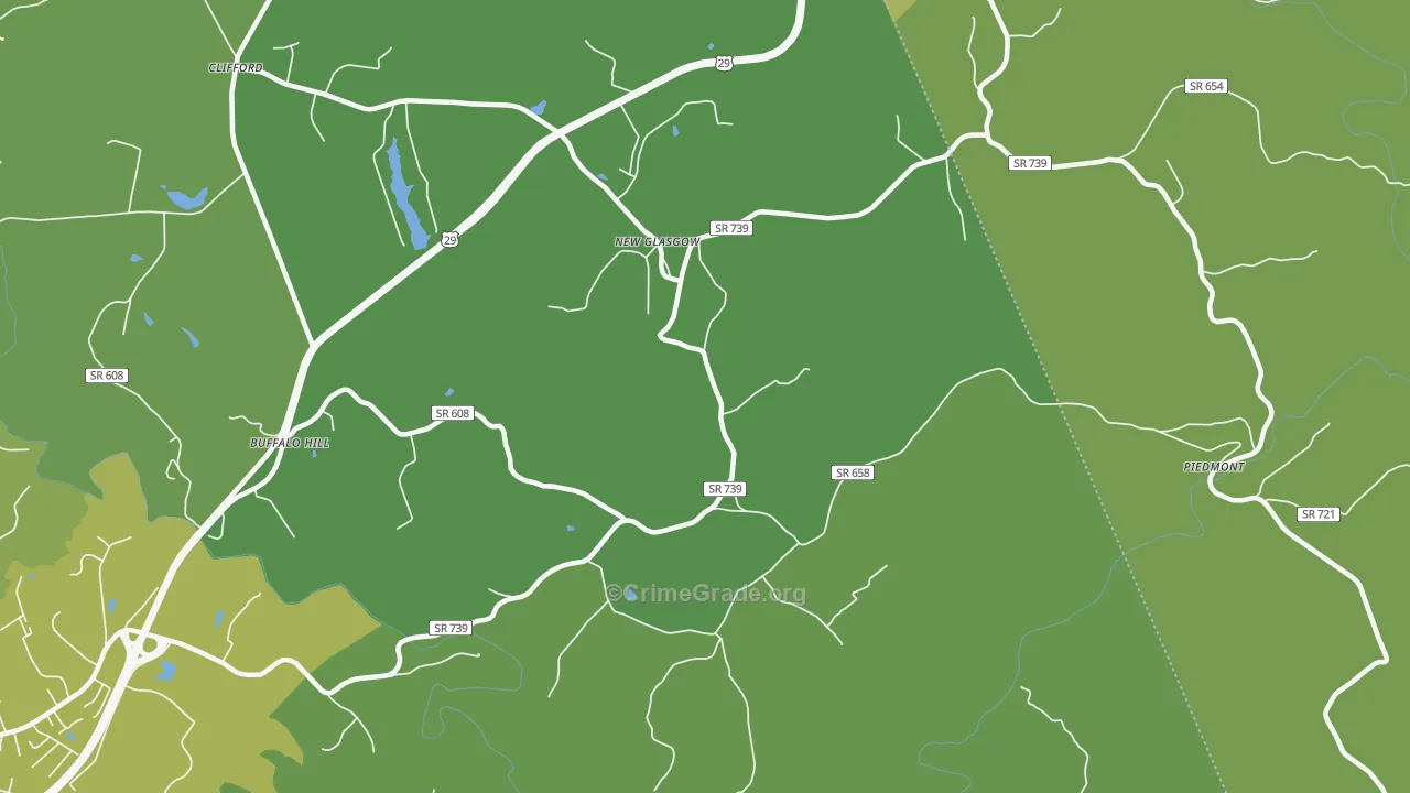 New Glasgow, VA Map of Vehicle Theft Rates