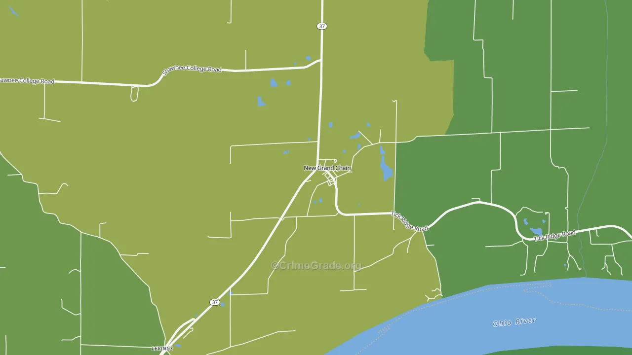 New Grand Chain, IL Map of Vehicle Theft Rates