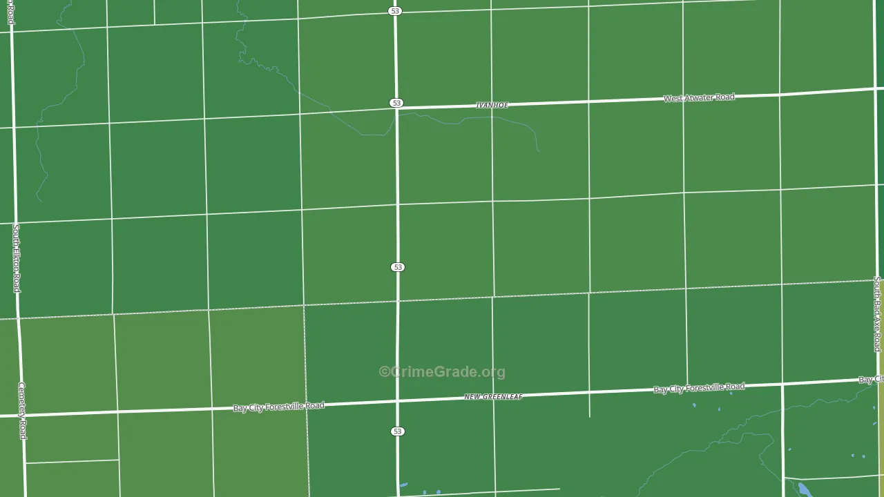 New Greenleaf, MI Map of Vehicle Theft Rates