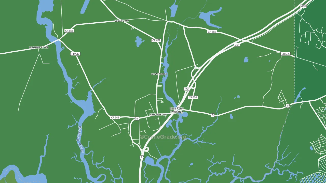 New Gretna, NJ Map of Vehicle Theft Rates