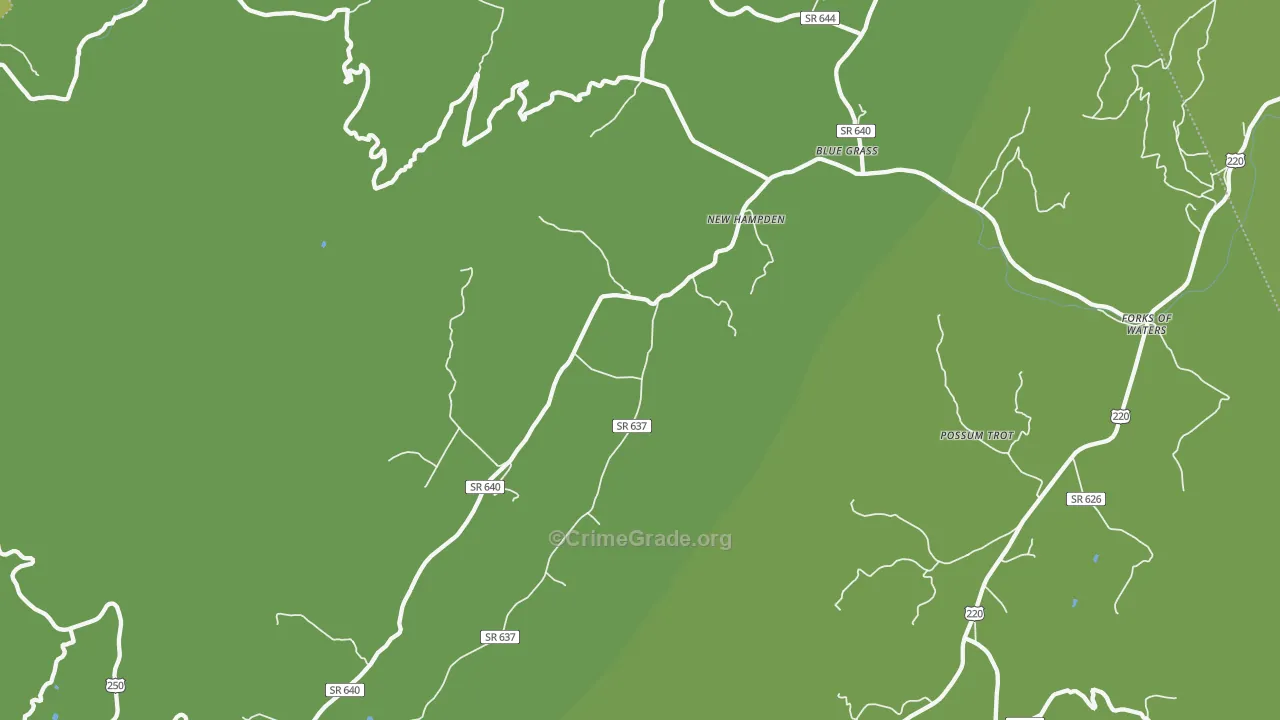New Hampden, VA Map of Vehicle Theft Rates