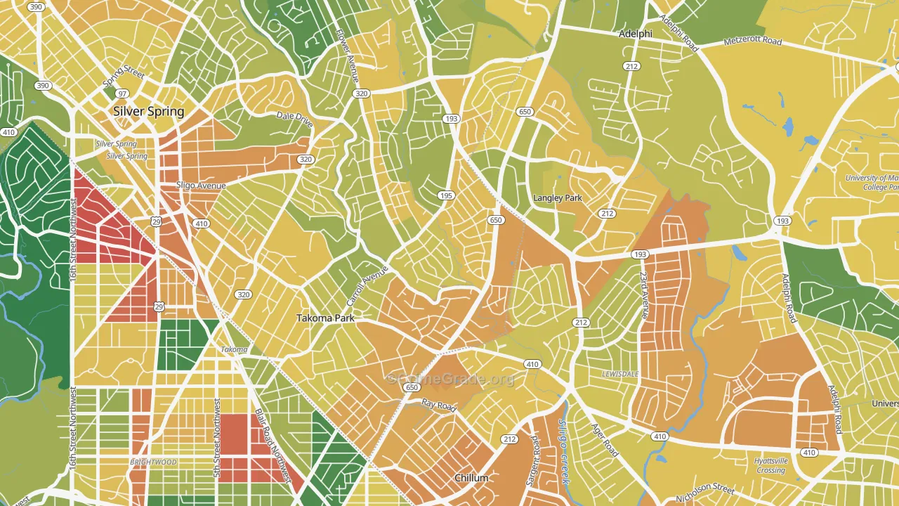 New Hampshire Gardens, Takoma Park, MD Map of Vehicle Theft Rates