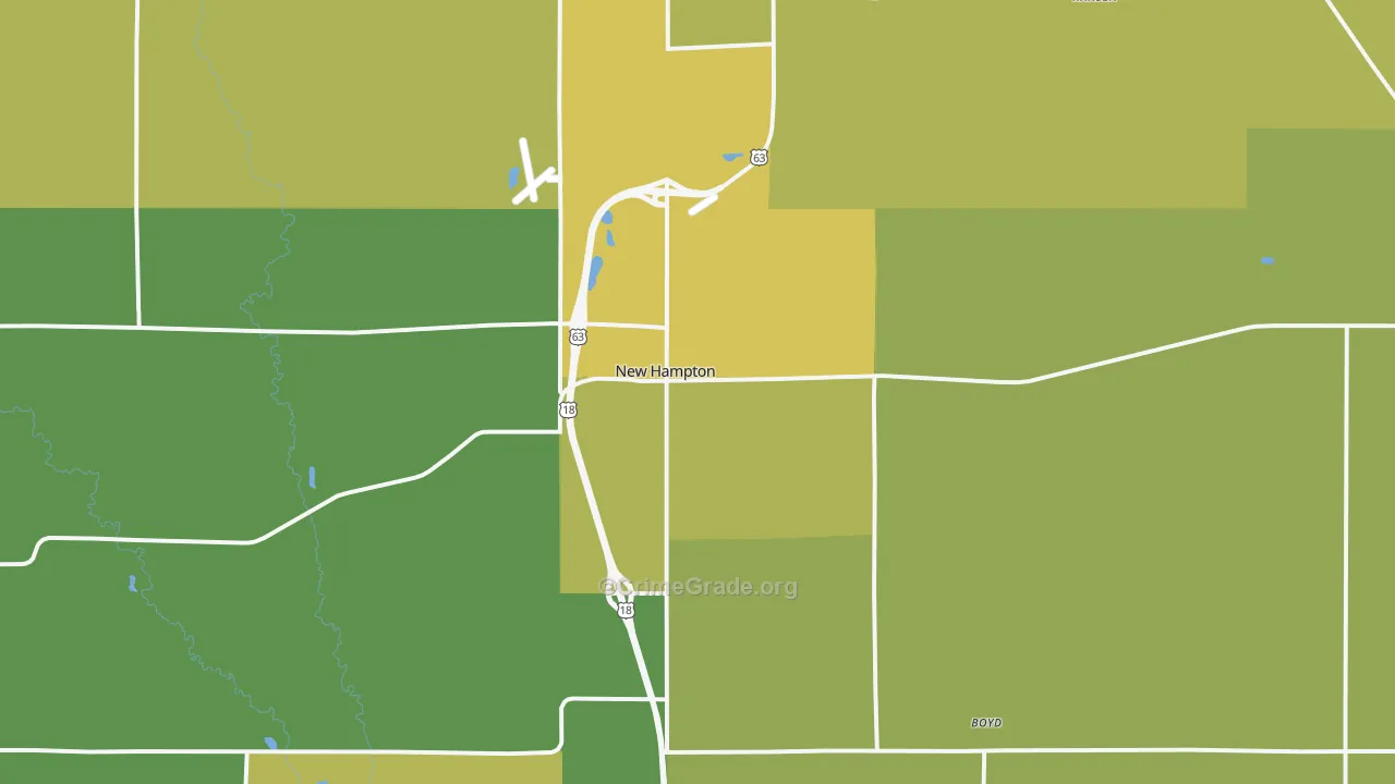 New Hampton, IA Map of Vehicle Theft Rates