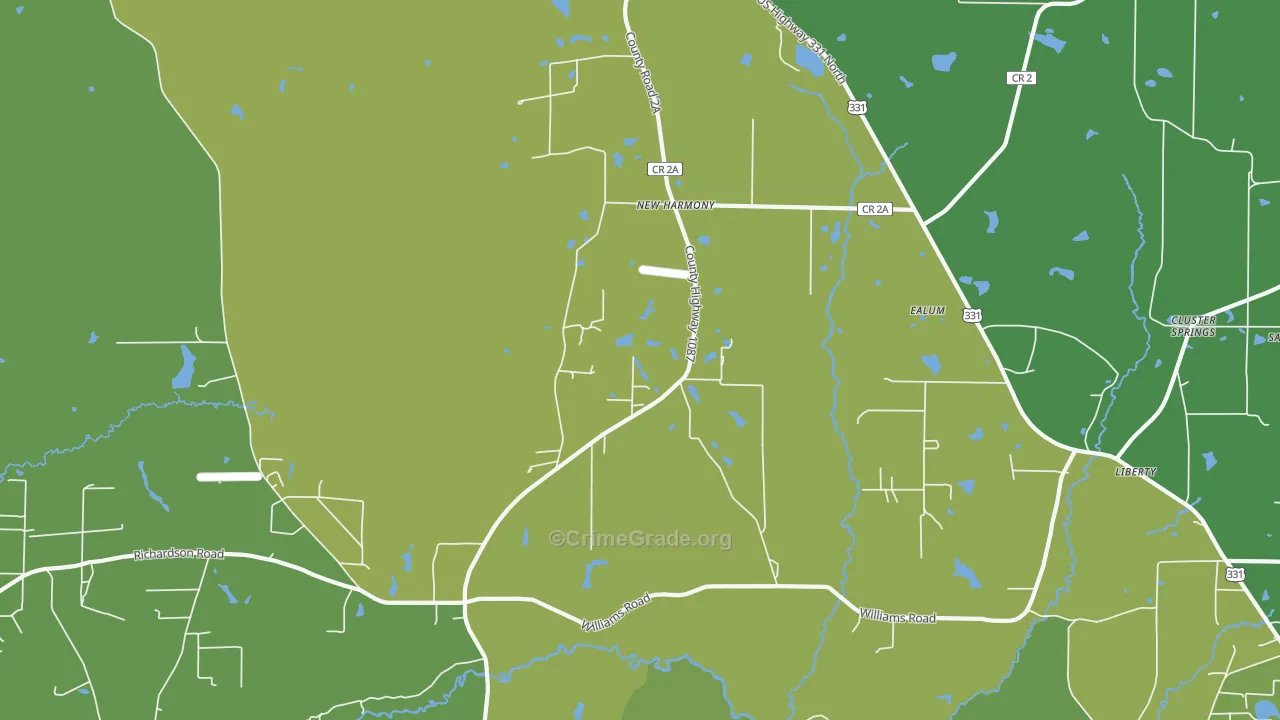 New Harmony, FL Map of Vehicle Theft Rates