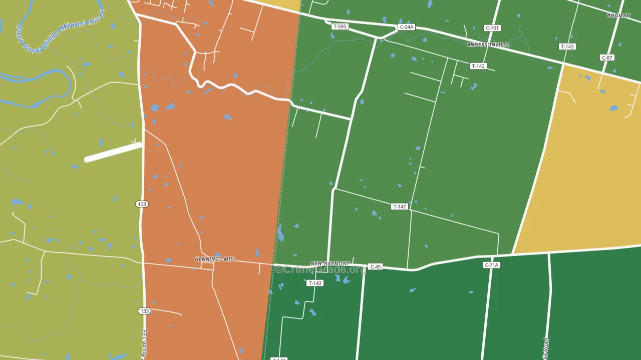 New Harmony, OH Map of Vehicle Theft Rates