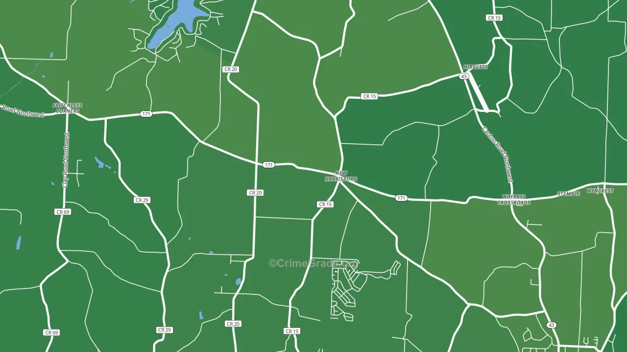 New Harrisburg, OH Map of Vehicle Theft Rates