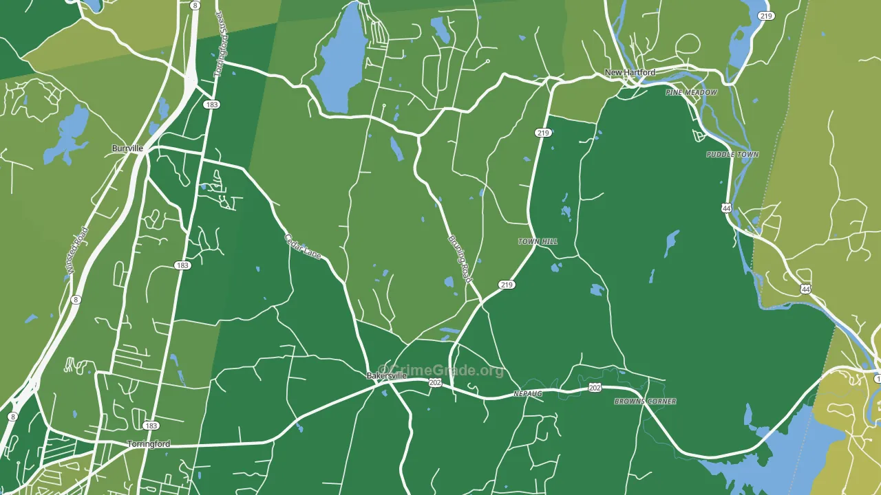 New Hartford, CT Map of Vehicle Theft Rates