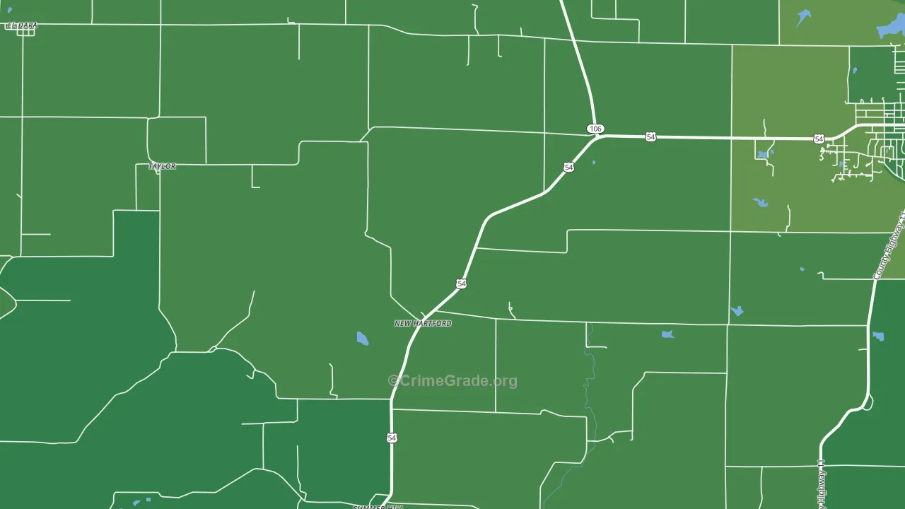 New Hartford, IL Map of Vehicle Theft Rates