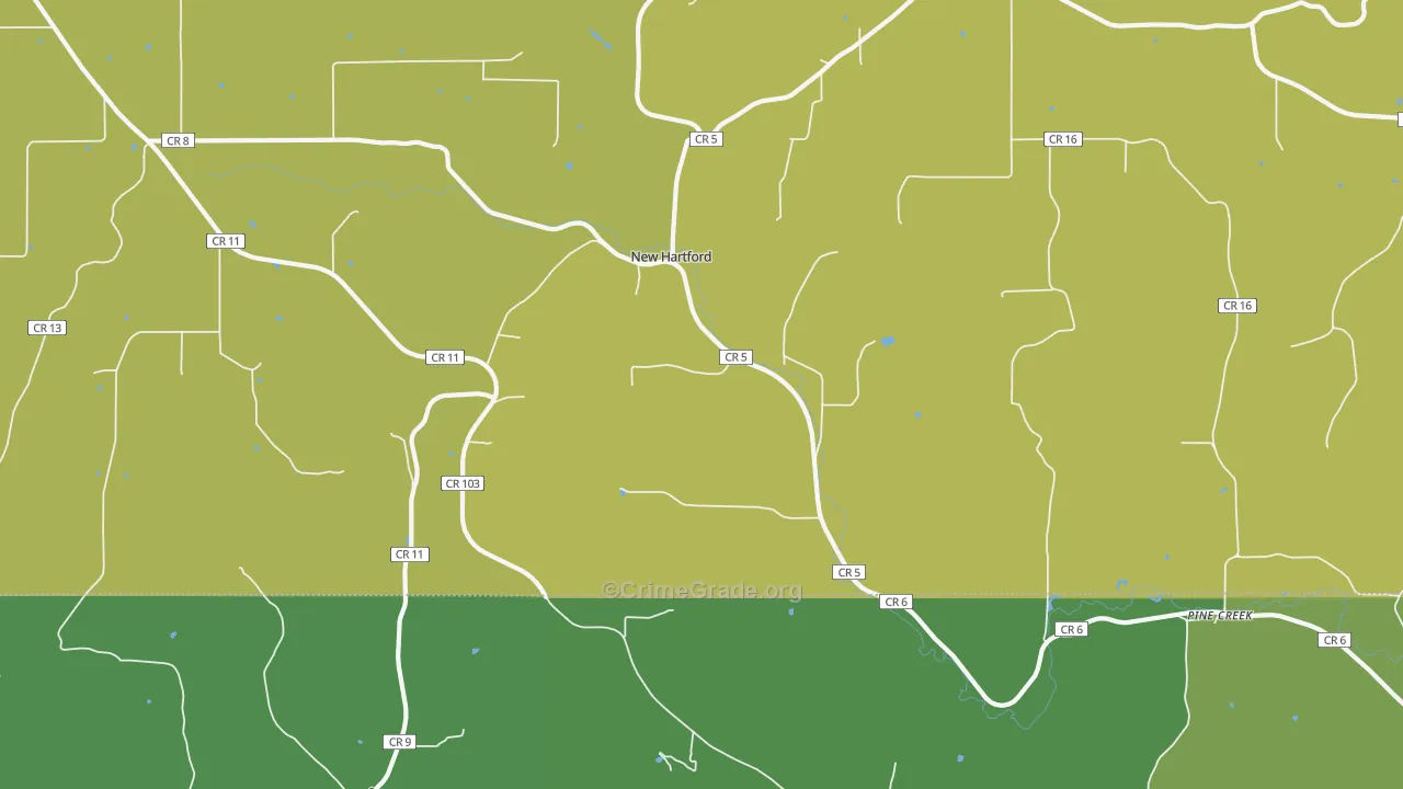 New Hartford, MN Map of Vehicle Theft Rates