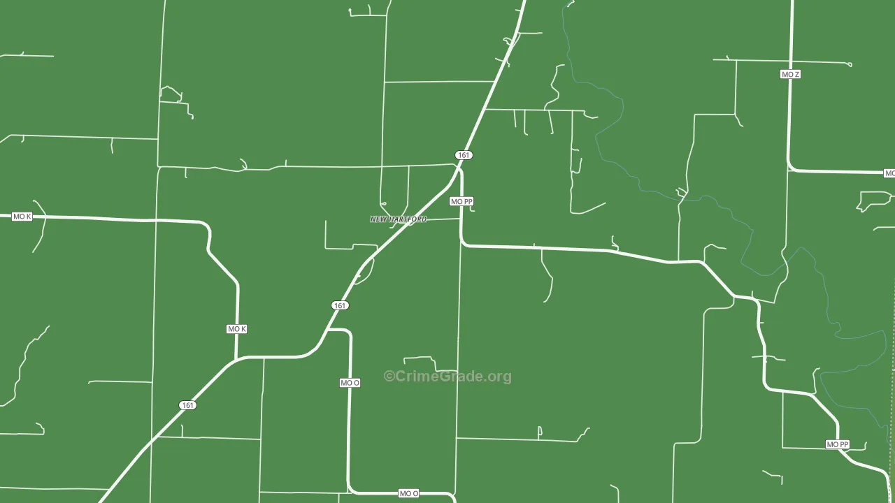 New Hartford, MO Map of Vehicle Theft Rates