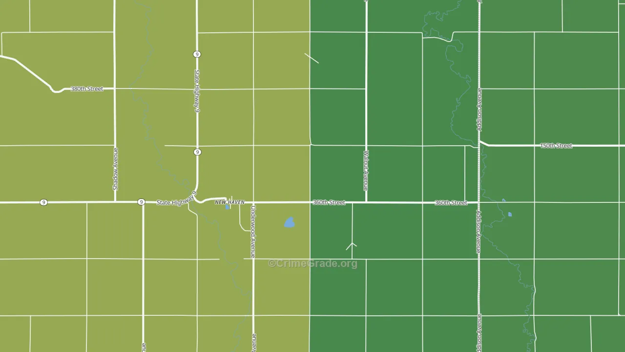 New Haven, IA Map of Vehicle Theft Rates