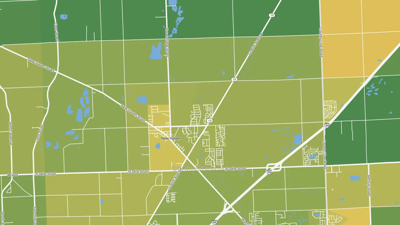 New Haven, MI Map of Vehicle Theft Rates