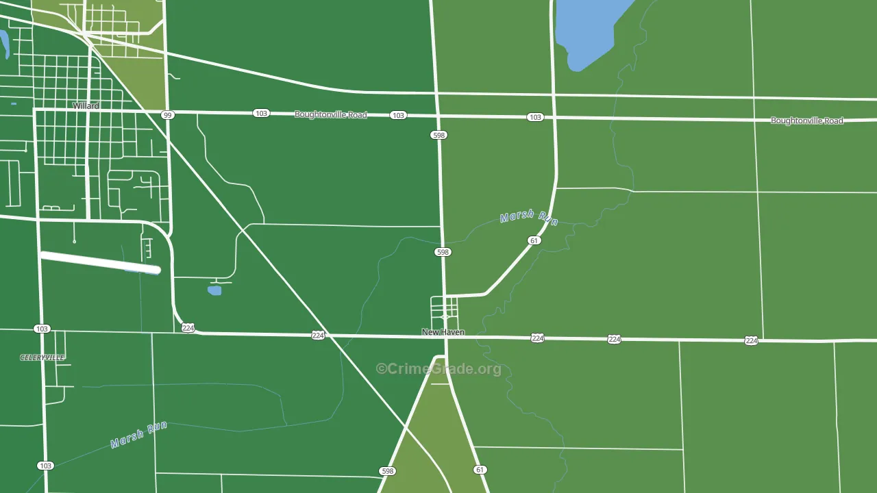 New Haven, OH Map of Vehicle Theft Rates