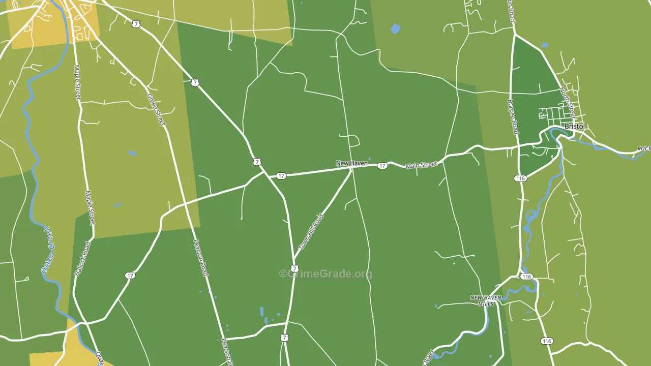 New Haven, VT Map of Vehicle Theft Rates