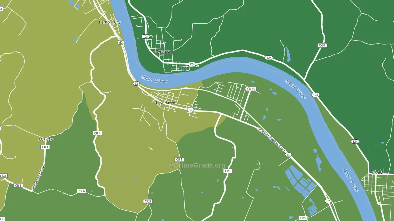 New Haven, WV Map of Vehicle Theft Rates
