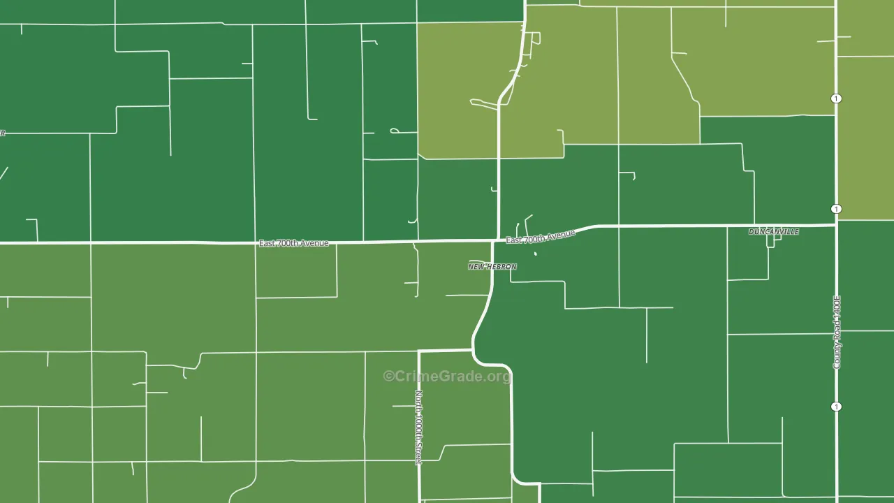 New Hebron, IL Map of Vehicle Theft Rates