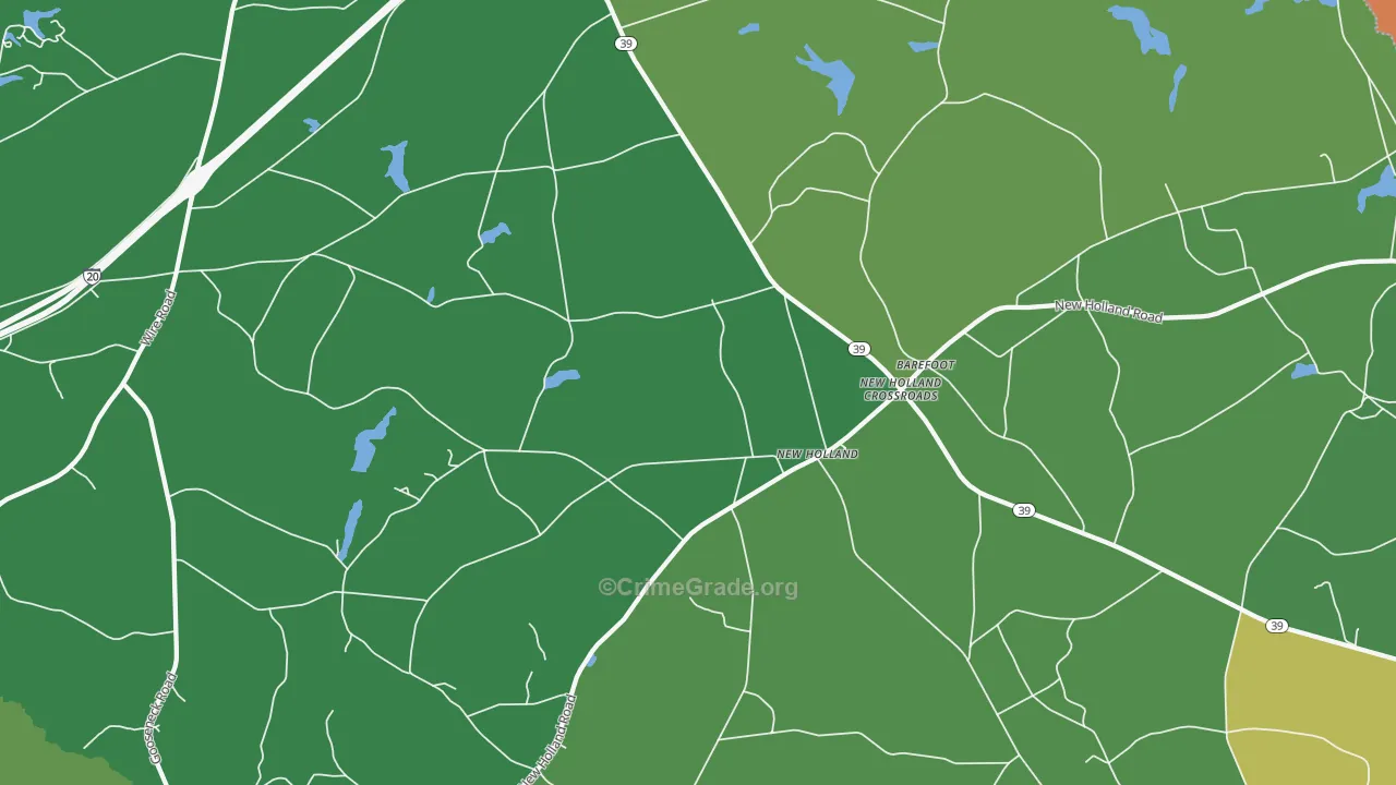 New Holland Crossroads, SC Map of Vehicle Theft Rates