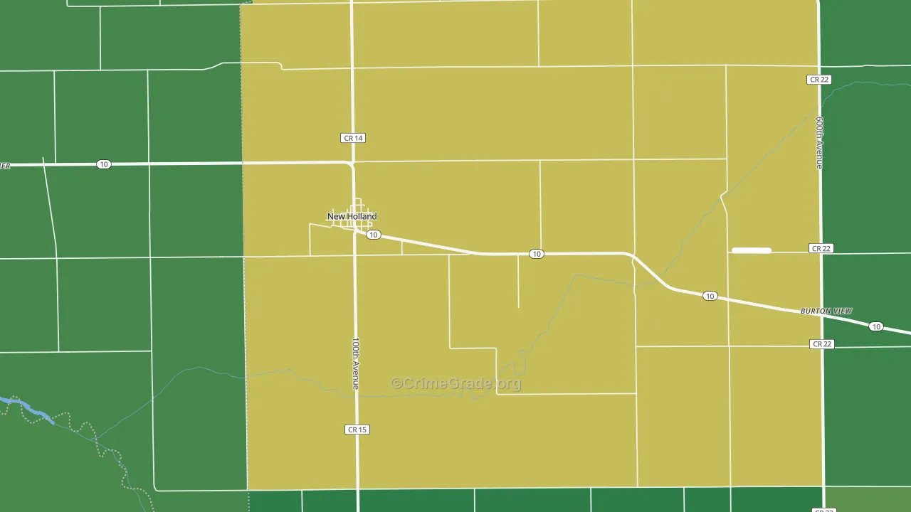 New Holland, IL Map of Vehicle Theft Rates