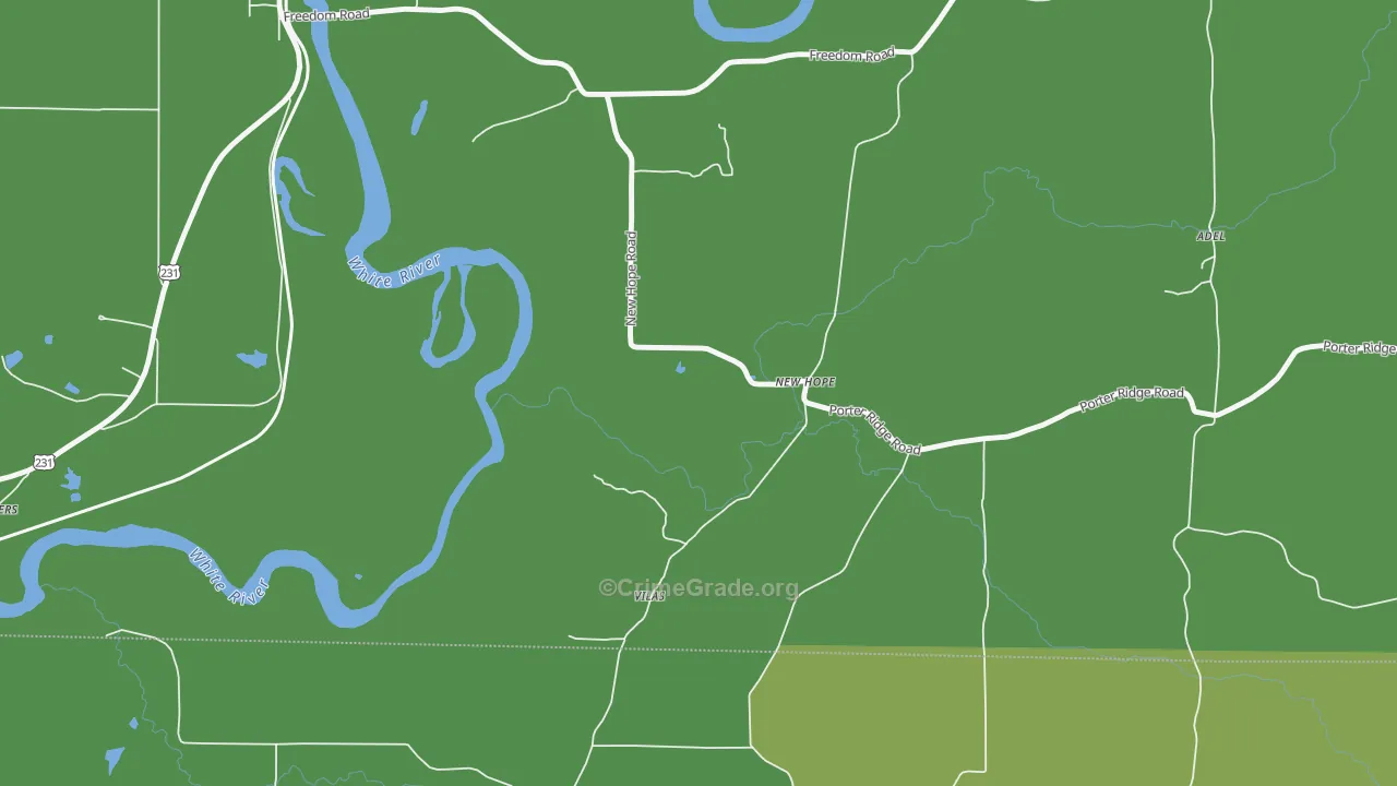 New Hope, IN Map of Vehicle Theft Rates