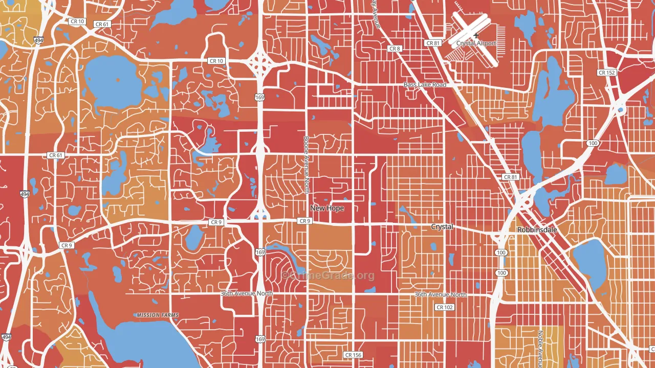 New Hope, MN Map of Vehicle Theft Rates