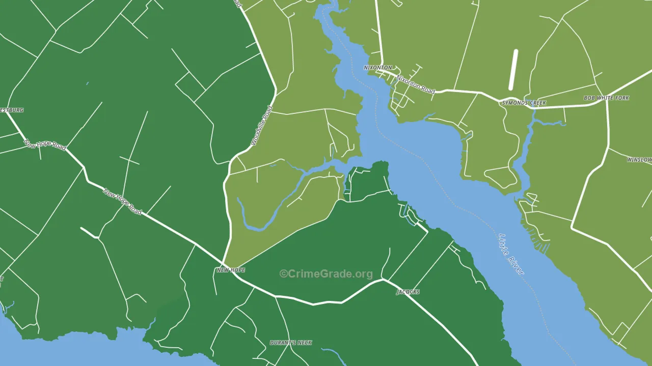 New Hope, NC Map of Vehicle Theft Rates