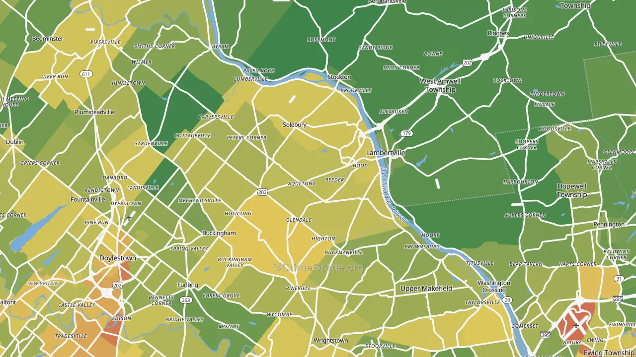 New Hope, PA Map of Vehicle Theft Rates