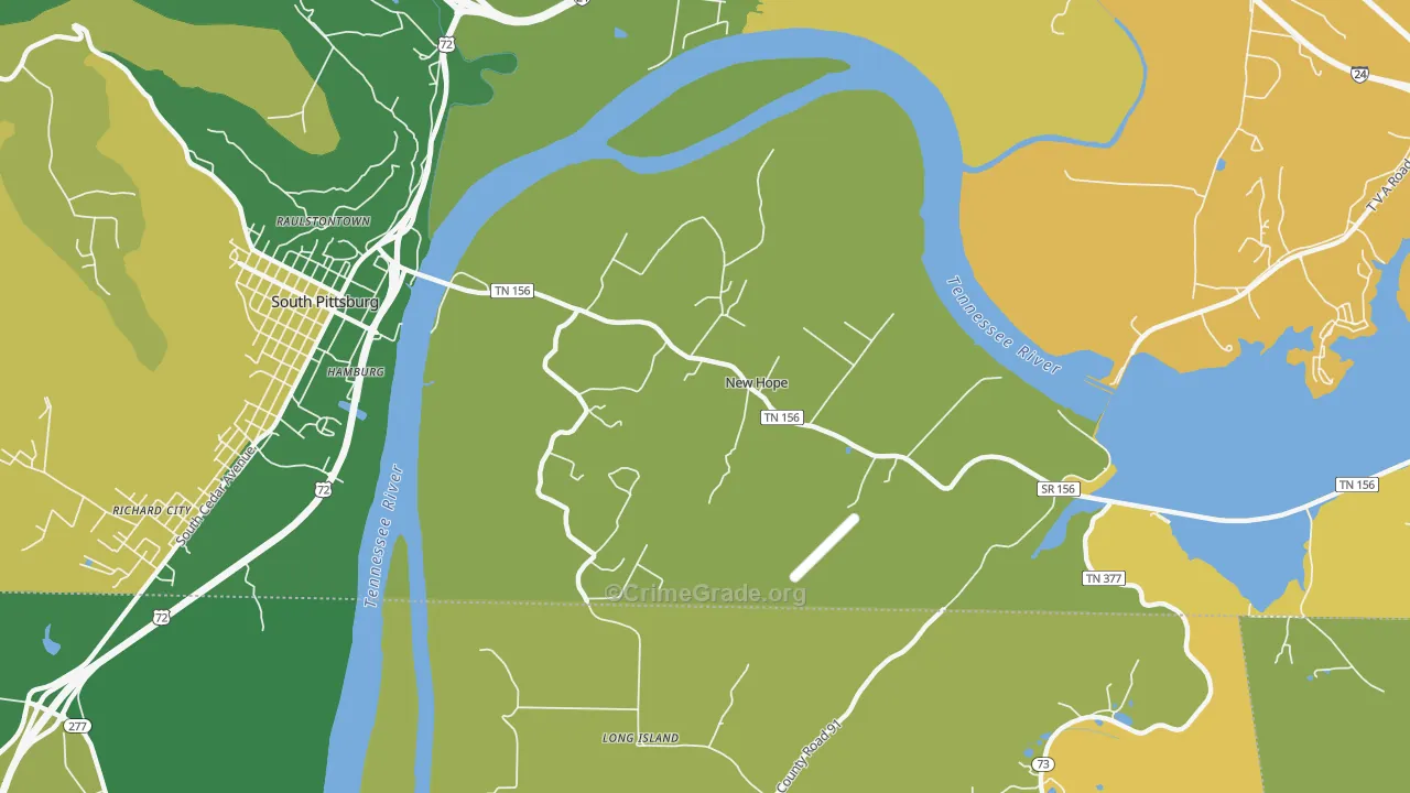 New Hope, TN Map of Vehicle Theft Rates