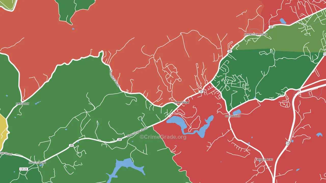New Hope, WV Map of Vehicle Theft Rates