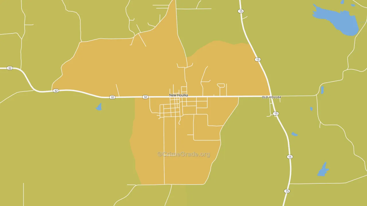 New Houlka, MS Map of Vehicle Theft Rates