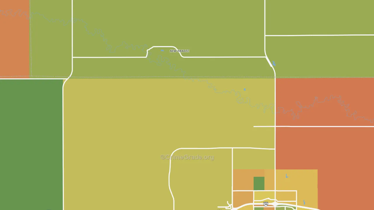New Hradec, ND Map of Vehicle Theft Rates