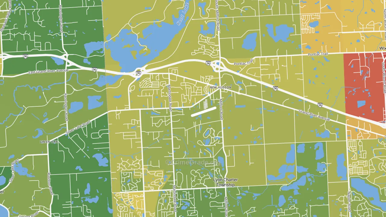 New Hudson, MI Map of Vehicle Theft Rates